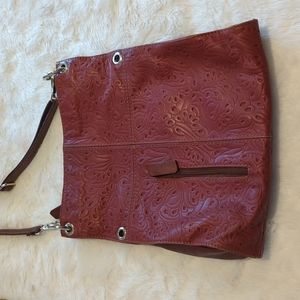 Lavorazione Artigianale Soft Red-Brown Leather Crossbody Bag
